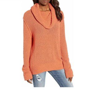 Caslon Women Long Sleeves Cowl-Neck Pullover | Size - Small | Orange Ginger